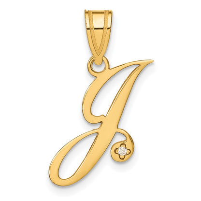 Diamond Script Letter J Initial Pendant - WBC