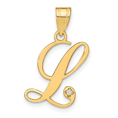 Script Letter L Initial Pendant with Diamond - WBC