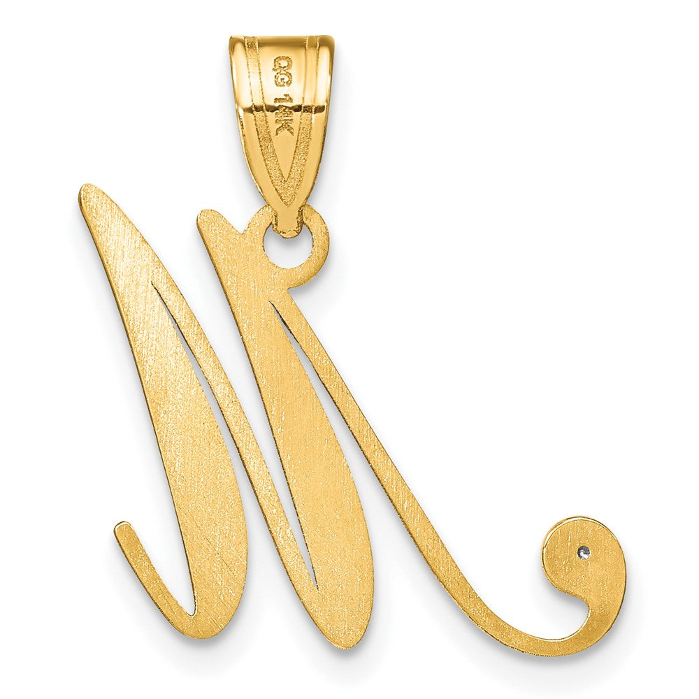 Script Letter M Initial Pendant with Diamond - WBC