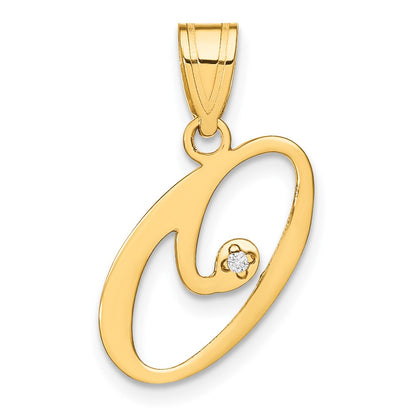 Script Letter O Initial Pendant with Diamond - WBC