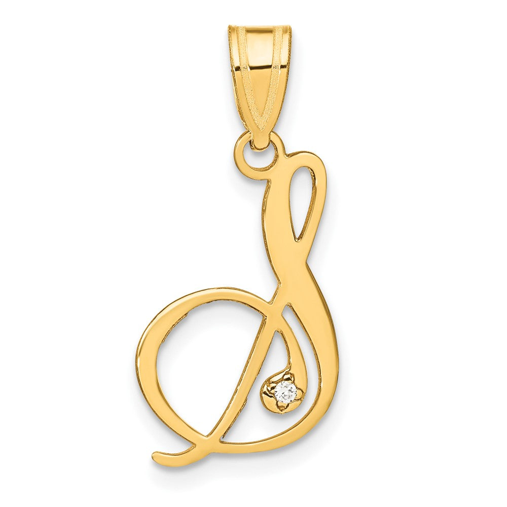 Script Letter S Initial Pendant with Diamond - WBC