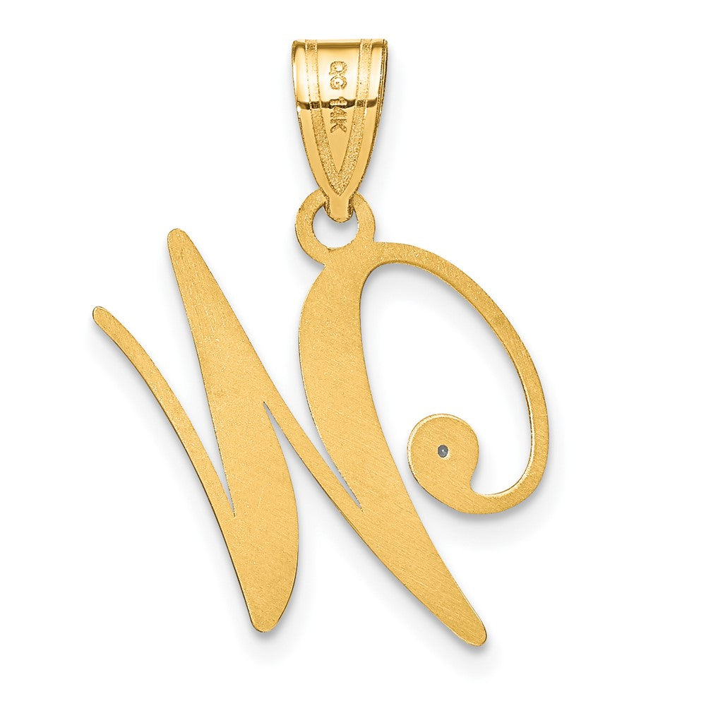 Script Letter W Initial Pendant with Diamond - WBC