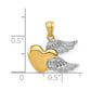 and Rhodium Polished Heart with Wings Pendant - WBC