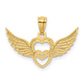 and Rhodium Polished Hearts with Wings Pendant - WBC