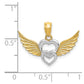 and Rhodium Polished Hearts with Wings Pendant - WBC