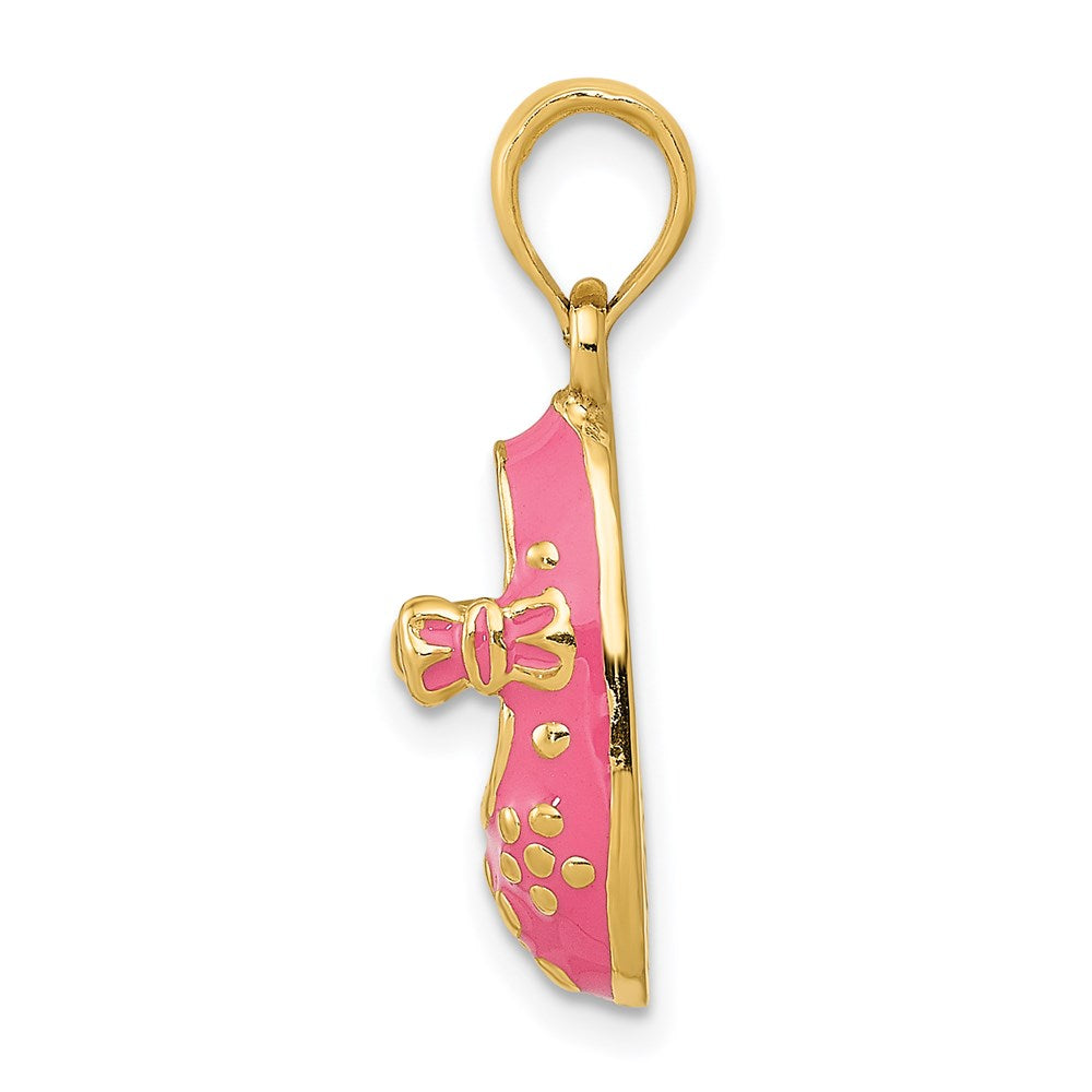 Pink Enameled 3-D Baby Shoe with Flowers Pendant - WBC