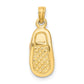 Pink Enameled 3-D Baby Shoe with Flowers Pendant - WBC