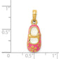 Pink Enameled 3-D Baby Shoe with Flowers Pendant - WBC