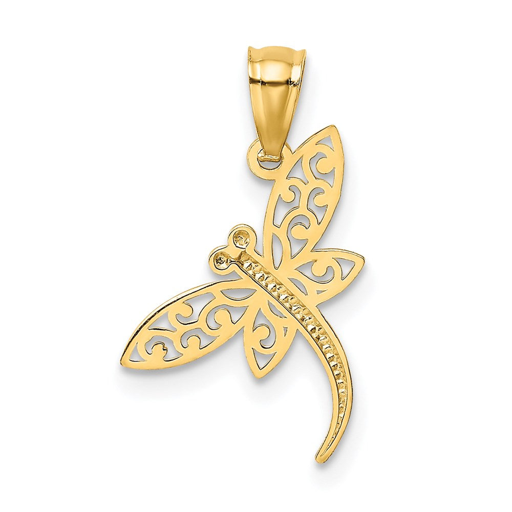 Satin Diamond-cut Dragonfly Pendant - WBC