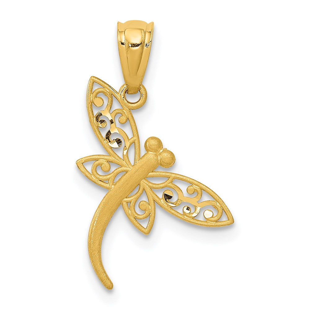 Satin Diamond-cut Dragonfly Pendant - WBC