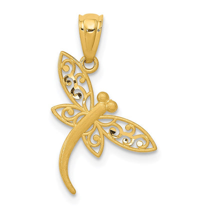 Satin Diamond-cut Dragonfly Pendant - WBC