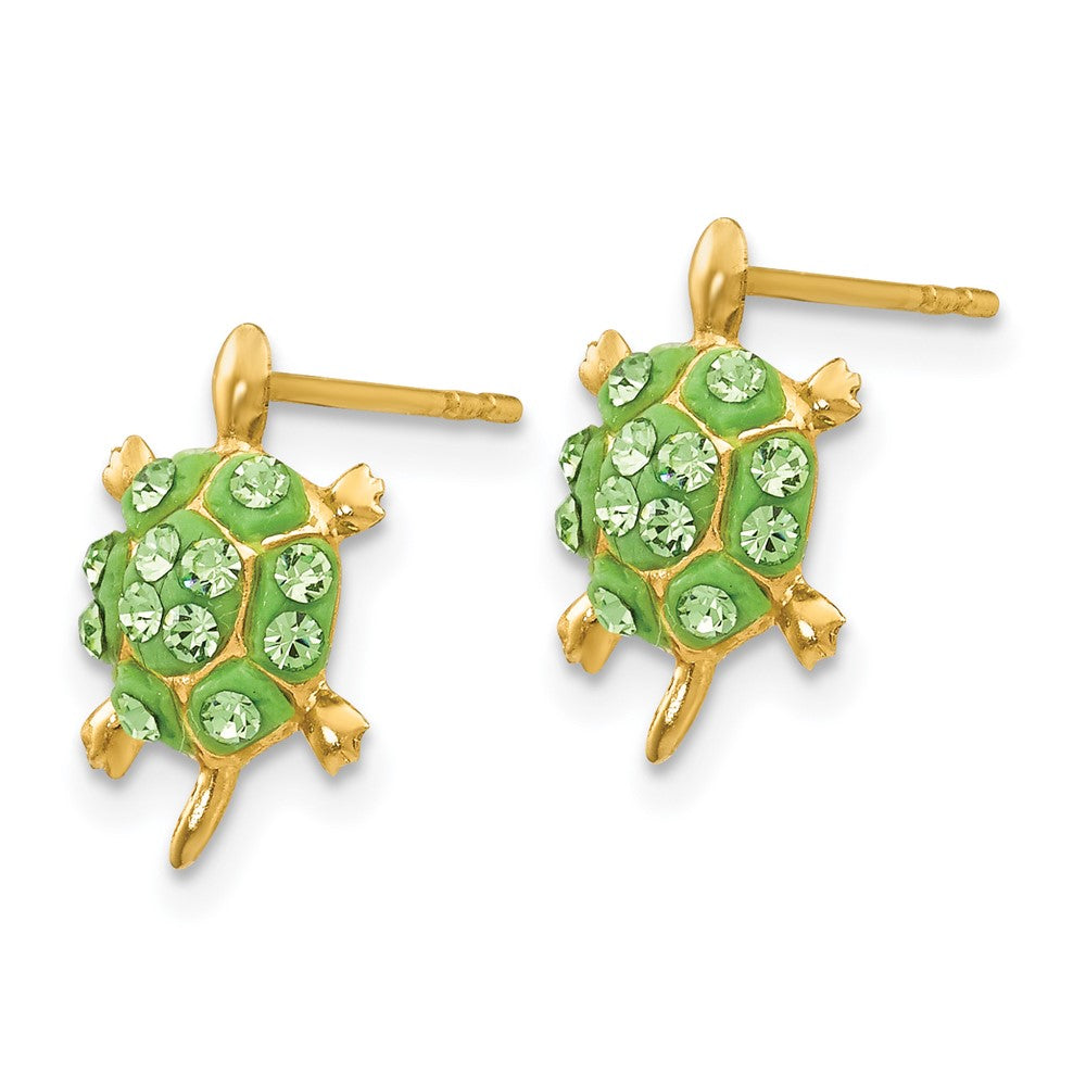 Light Green Crystal Turtle Post Earrings - WBC