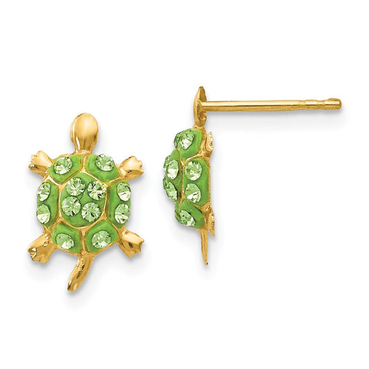 Light Green Crystal Turtle Post Earrings - WBC