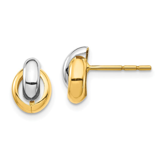and Rhodium Oval Post Earrings - WBC