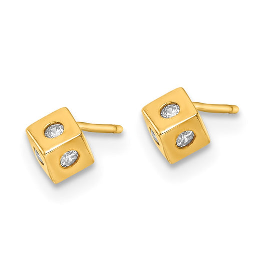 Polished CZ Cube Post Earrings - WBC