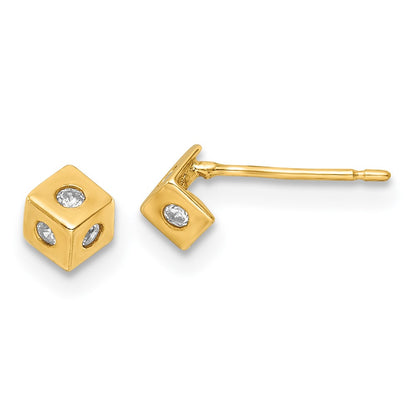 Polished CZ Cube Post Earrings - WBC