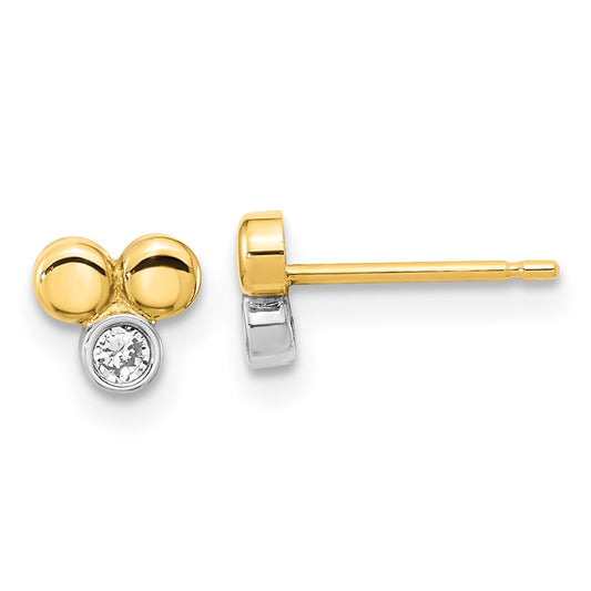 Rhodium Polished CZ Three Circle Post Earrings - WBC