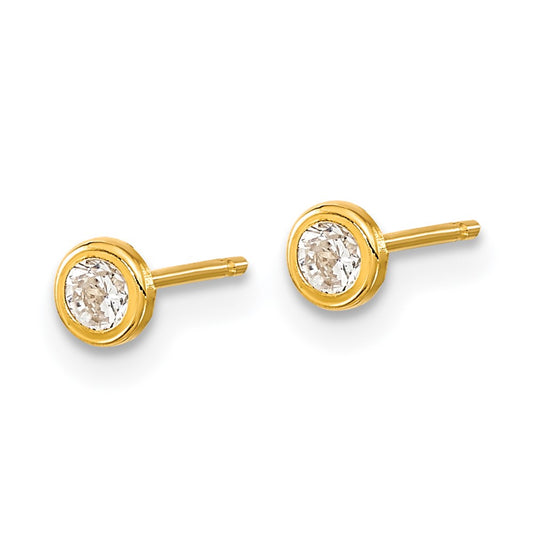 Polished Circle Bezel with CZ Post Earrings - WBC