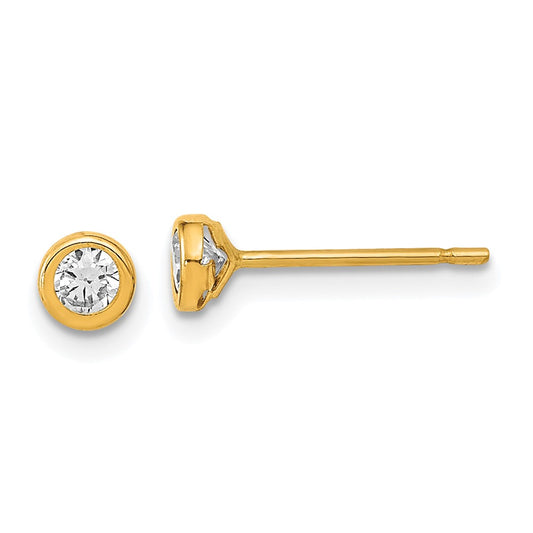 Polished Circle Bezel with CZ Post Earrings - WBC