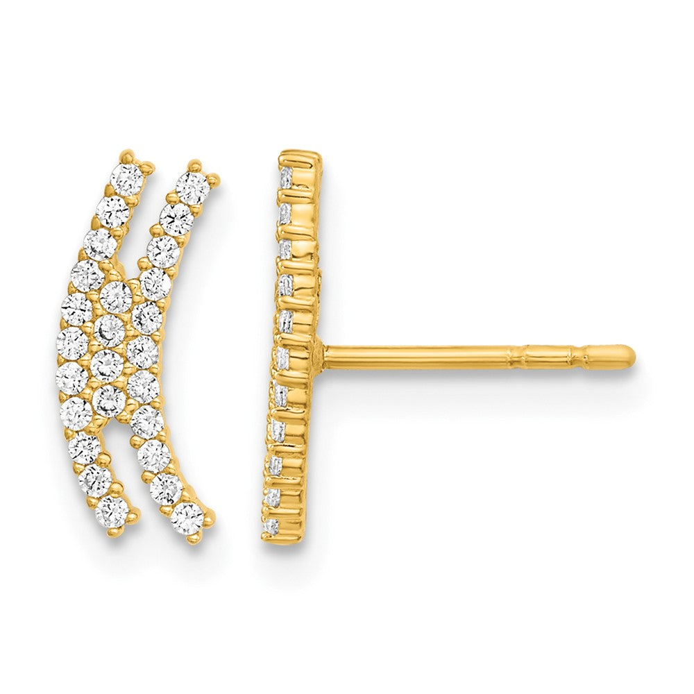 Polished Curved Bar CZ Post Earrings - WBC