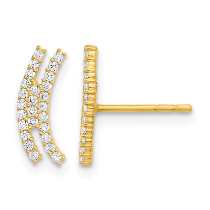 Polished Curved Bar CZ Post Earrings - WBC