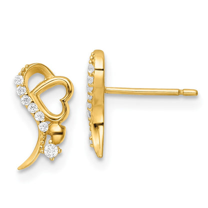 Polished CZ and Heart Post Earrings - WBC