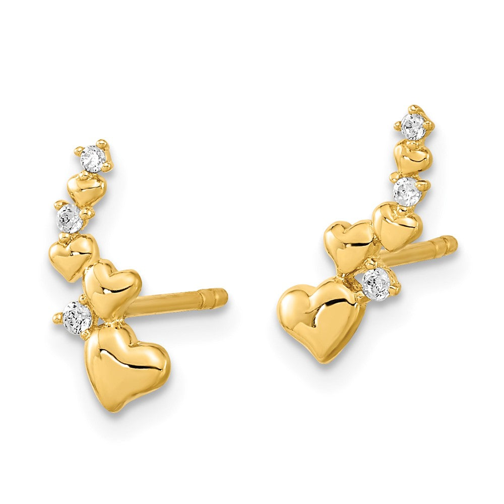 Polished Heart CZ Post Earrings - WBC