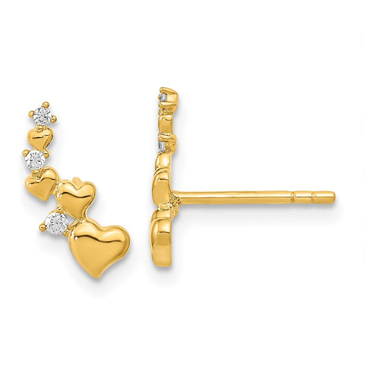 Polished Heart CZ Post Earrings - WBC