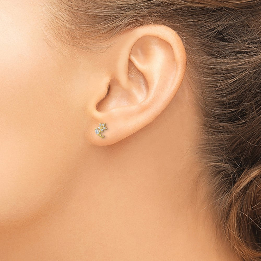 Polished Flower CZ Post Earrings - WBC