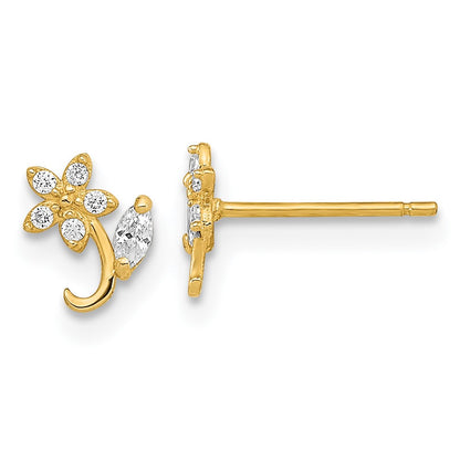 Polished Flower CZ Post Earrings - WBC