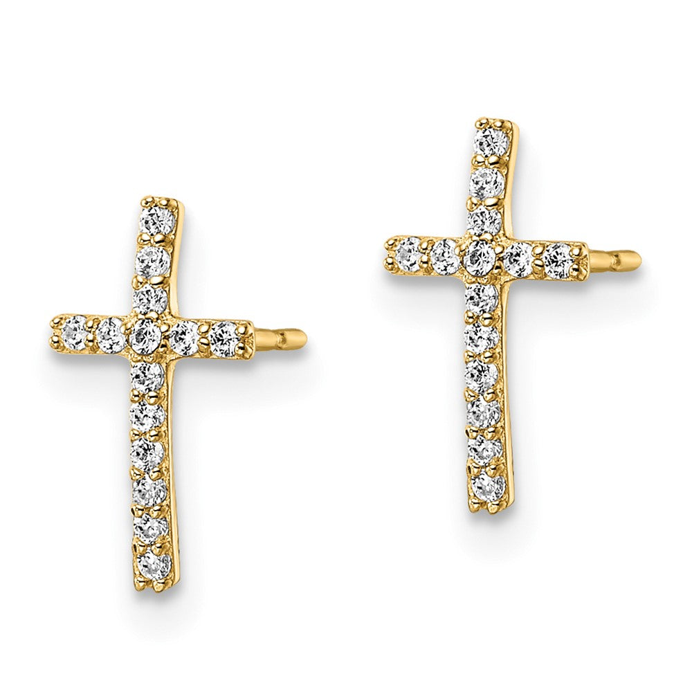 CZ Cross Post Earrings - WBC