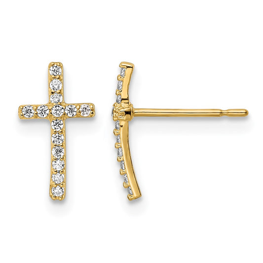 CZ Cross Post Earrings - WBC