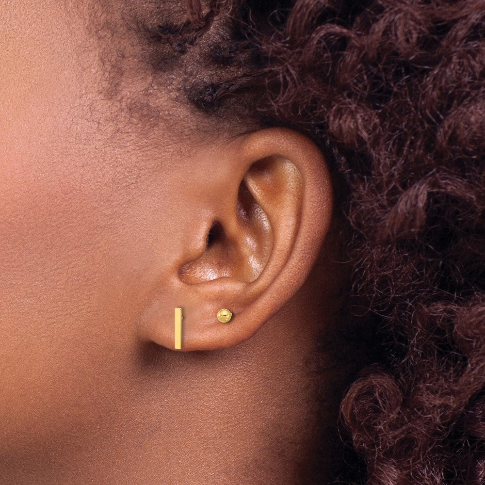 Set of Two Pair Polished Ball and Bar Post Earrings - WBC