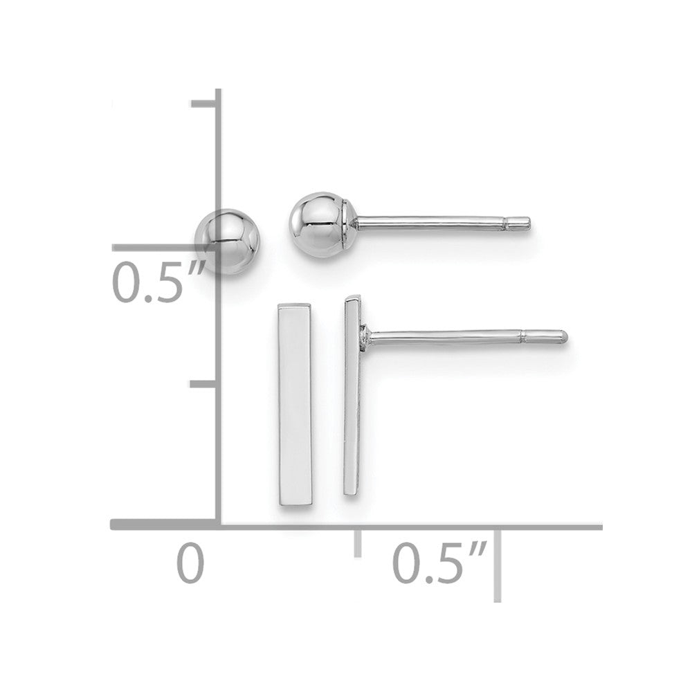 Set of Two Pair Polished Ball and Bar Post Earrings - WBC