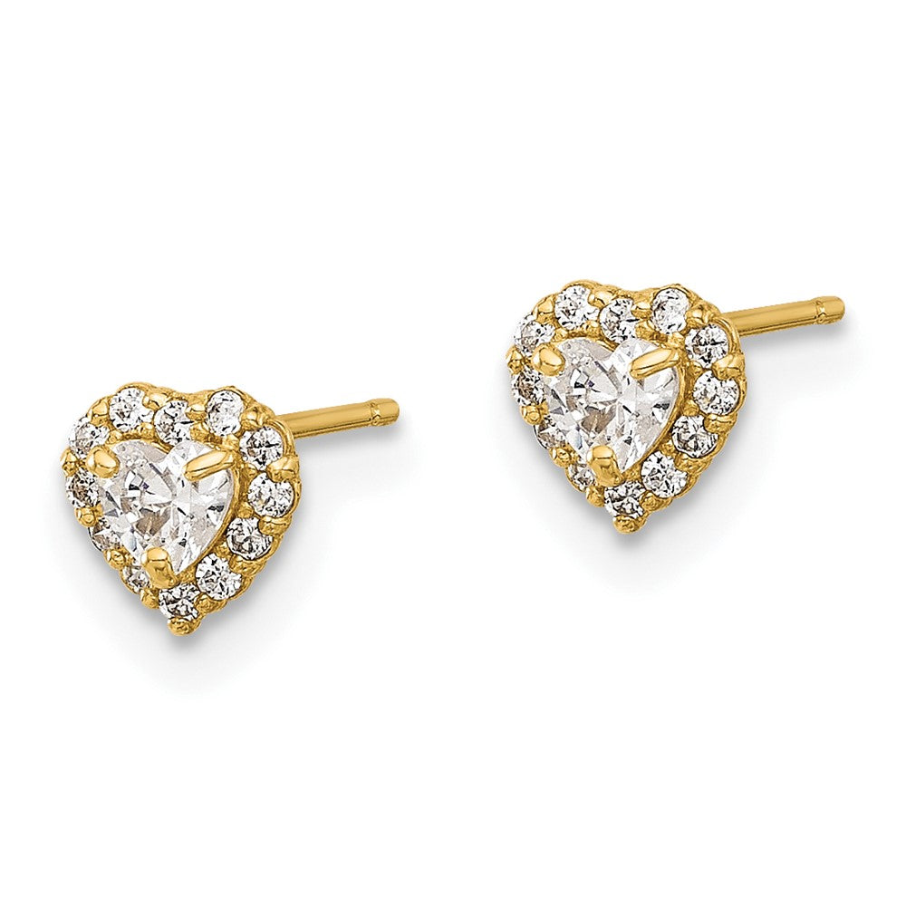 CZ Halo Heart Post Earrings - WBC