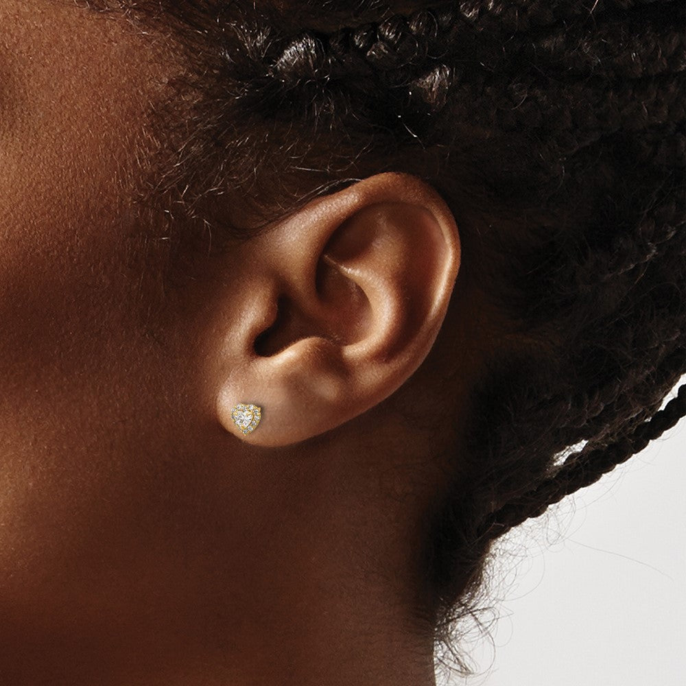 CZ Halo Heart Post Earrings - WBC