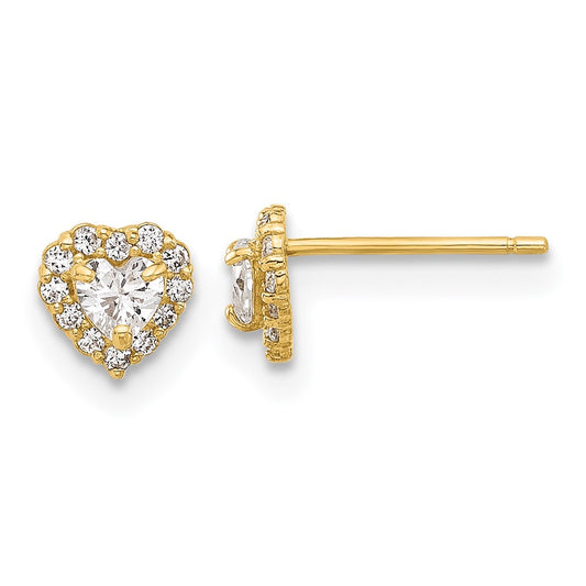 CZ Halo Heart Post Earrings - WBC