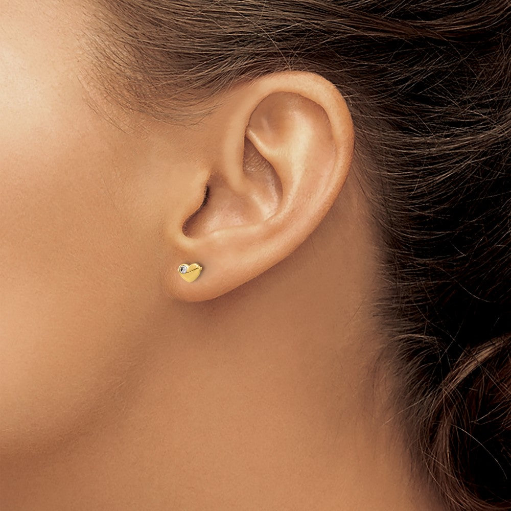 CZ Heart Post Earrings - WBC