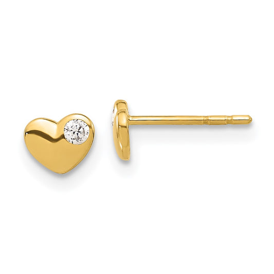 CZ Heart Post Earrings - WBC