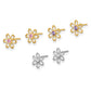 and Multi-color CZ Flower 3-pair Post Earring Set - WBC