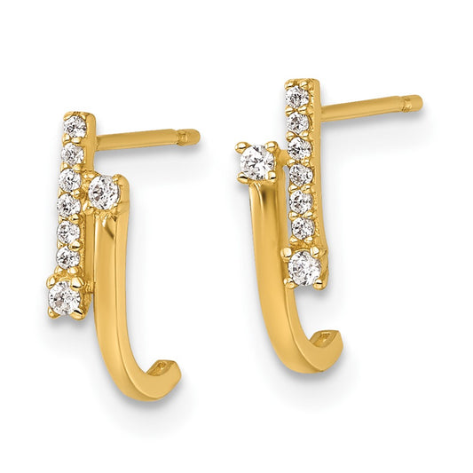 Polished Fancy CZ J-Hoop Post Earrings - WBC
