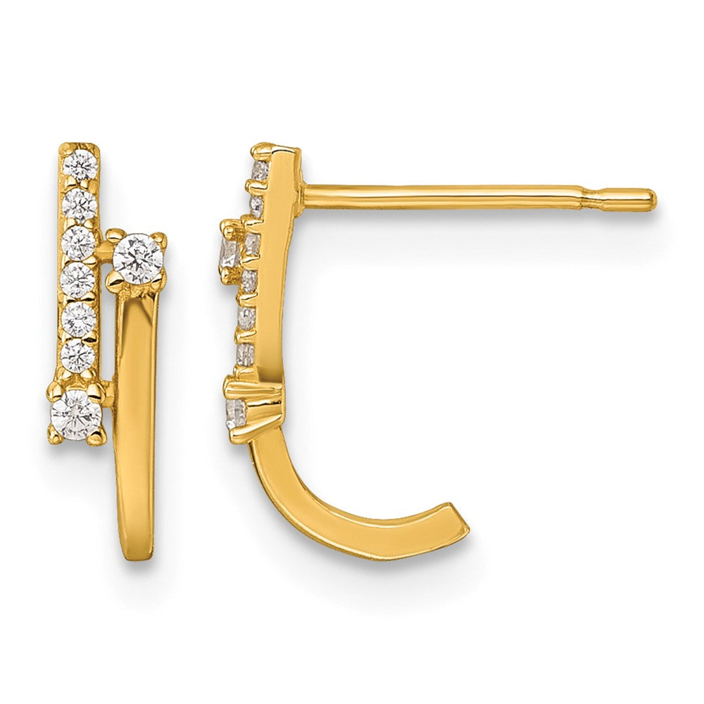 Polished Fancy CZ J-Hoop Post Earrings - WBC