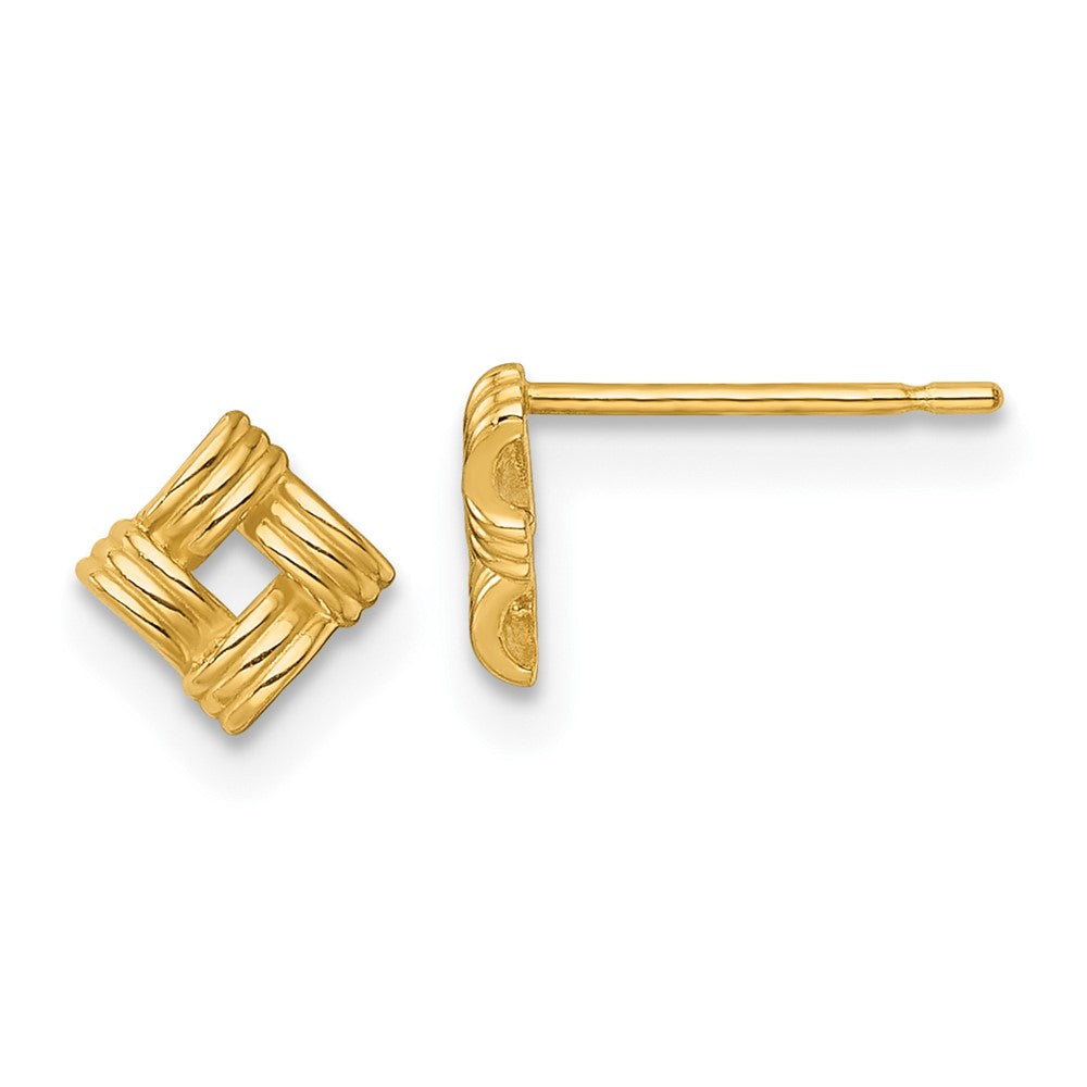 Polished Woven Square Post Earrings - WBC