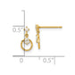 Polished Pear and Square CZ Circle Doorknocker Dangle Post Earrings - WBC