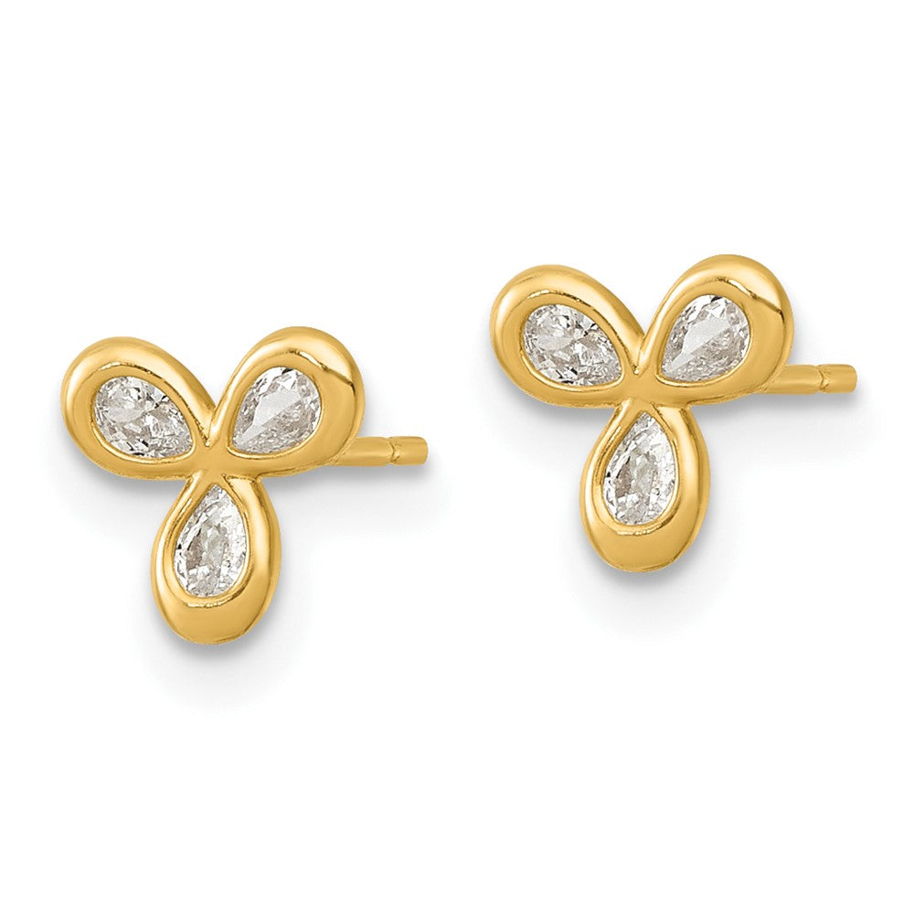 Polished Triple CZ Post Earrings - WBC