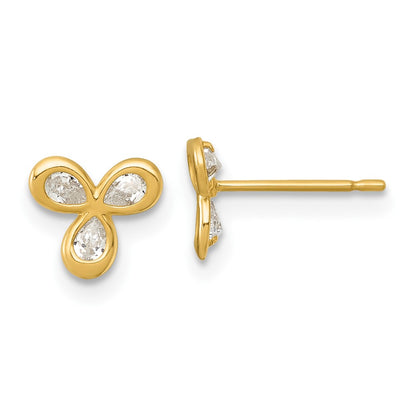 Polished Triple CZ Post Earrings - WBC