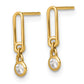 Polished Bezel CZ and Paperclip Link Dangle Post Earrings - WBC