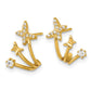 Polished CZ Double Butterfly Post Cuff Earrings - WBC