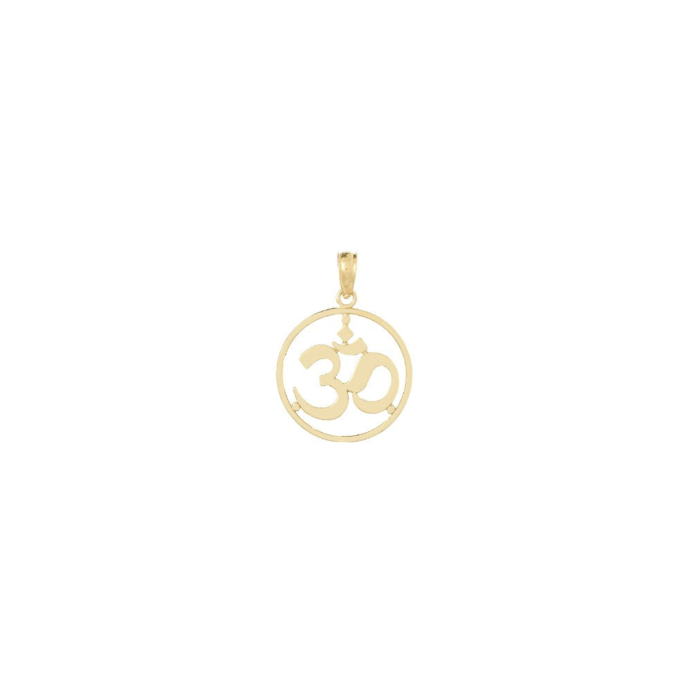 Cut-out Round Frame Yoga Om Symbol Pendant - WBC
