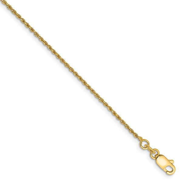 14k 1.15mm D/C Machine-made Rope Chain Anklet-WBC-010L-10